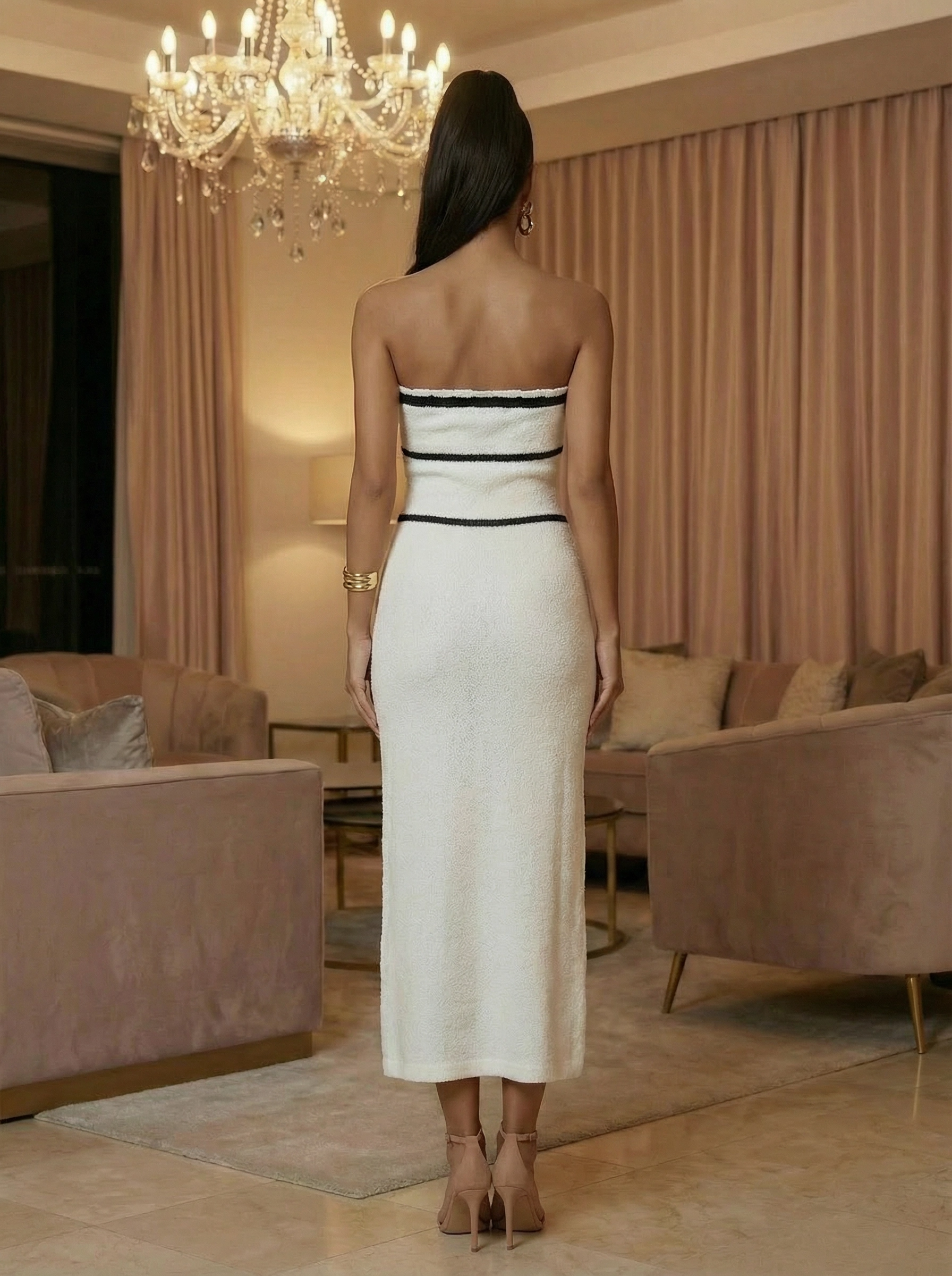 Bonnie - Bow Tie Up Midi Dress