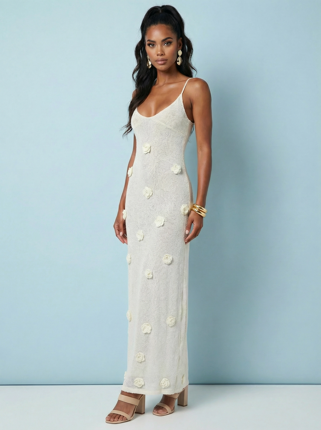 Vienna - Rosette Knit Maxi Dress
