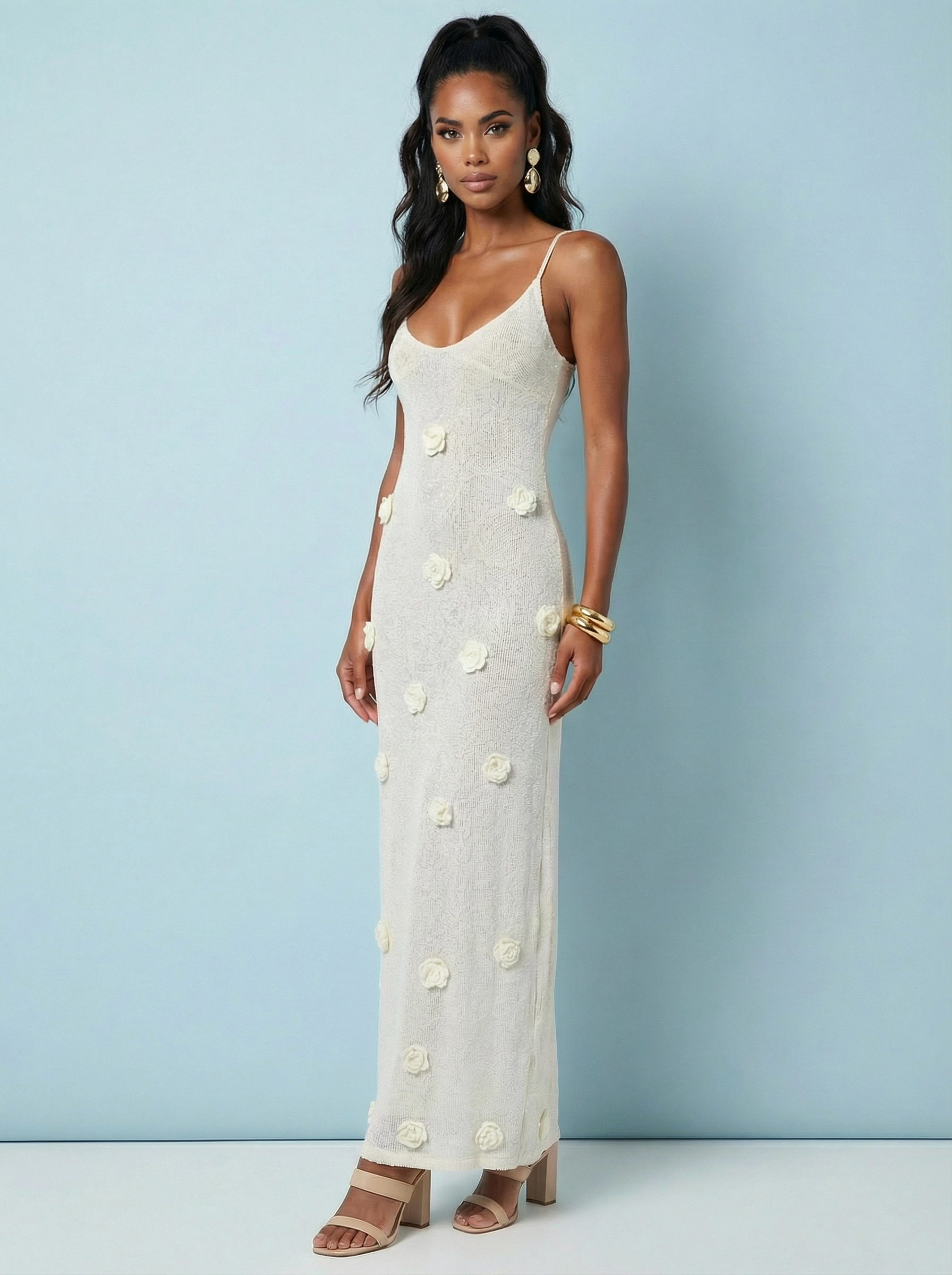 Vienna - Rosette Knit Maxi Dress